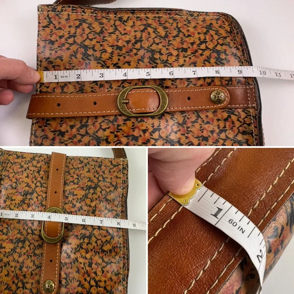 Patricia Nash Venezia‎ Crossbody Floral Brown Leather Strap Snap Slim Bag Purse